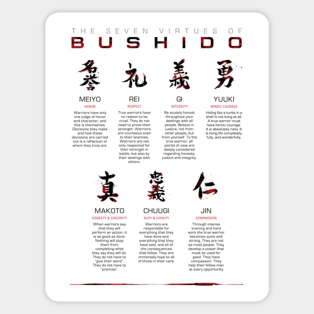 Bushido Code White Sticker by nabakumov